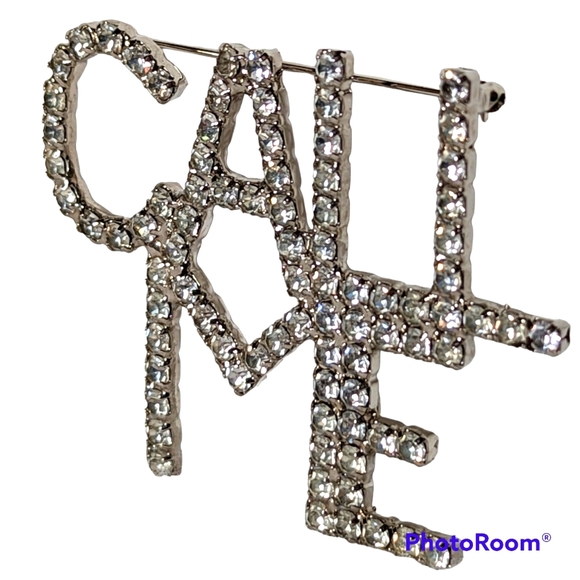 Bauer Call Me Brooch Full Sparkling Bling Mens Or Women's Fashion Jewelry VNT - Picture 3 of 14